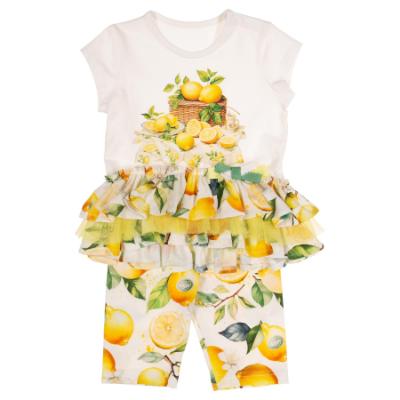 Picture of Daga Baby Girls Sunny Lemons Ruffle Tunic & Leggings Set X 2 - Ivory Yellow 