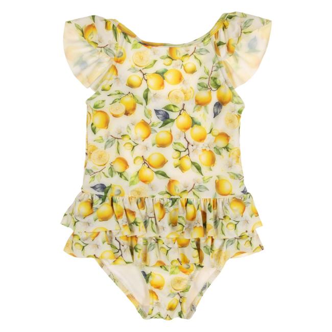 Picture of PRE ORDER Daga Girls Sunny Lemons AOP Print Lycra Swimsuit  - Ivory Yellow