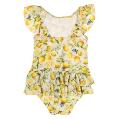 Picture of PRE ORDER Daga Girls Sunny Lemons AOP Print Lycra Swimsuit  - Ivory Yellow