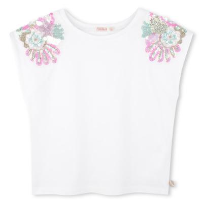 Picture of Billieblush Girls Embellished T-shirt & Sequin Logo Shorts Set - White Blue