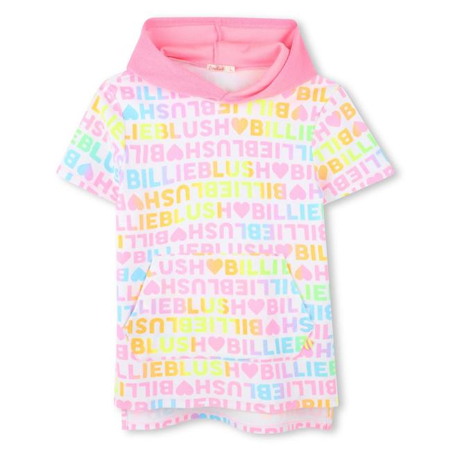 Picture of Billieblush Girls Hooded Logo Towelling Dress - Pink