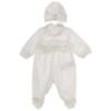 Picture of Monnalisa Bebe Girls Lace Bow Babygrow & Hat Set - Ivory