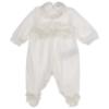 Picture of Monnalisa Bebe Girls Lace Bow Babygrow & Hat Set - Ivory