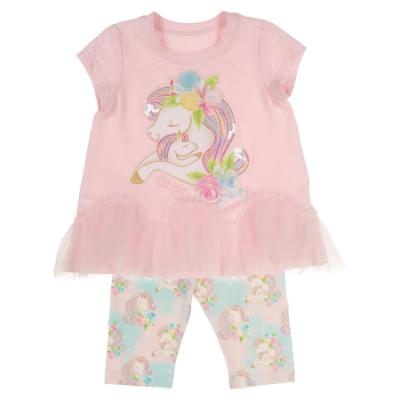 Picture of Daga Girls Unicorns Tunic & Print Legging Set X 2 - Pink Blue