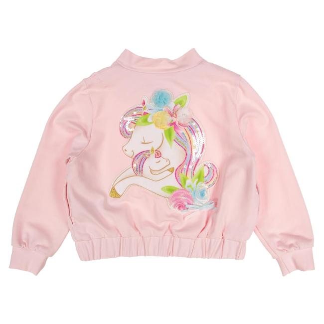 Picture of PRE ORDER Daga Girls Unicorns Sequin Applique Bomber Jacket - Pink