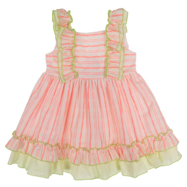 Picture of Miranda Girls Double Ruffle Dress - Neon Pink Green