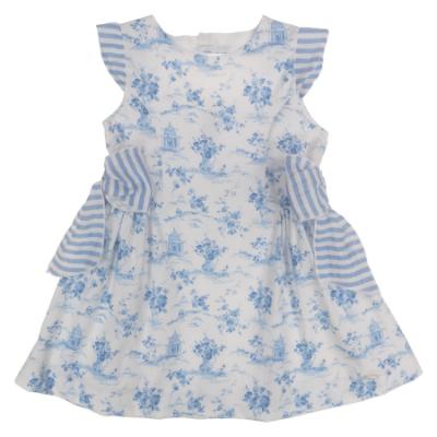 Picture of Miranda Girls Floral Dress with Side Bows - White Blue