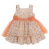 Picture of Miranda  Girls Floral Double Ruffle Dress - White Orange