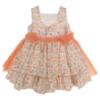 Picture of Miranda  Girls Floral Double Ruffle Dress - White Orange