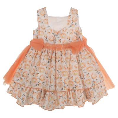 Picture of Miranda  Girls Floral Double Ruffle Dress - White Orange