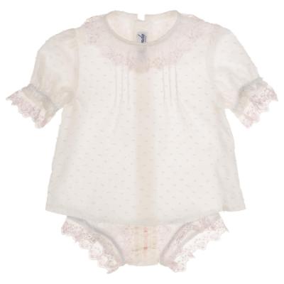 Picture of Miranda Baby Girls Plumetti & Lace Jampant Set X 2 - Ivory Pink