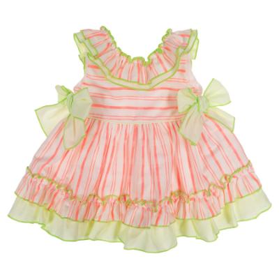 Picture of Miranda Baby Girls Ruffle Dress & Panties Set X 2 - Neon Pink Green