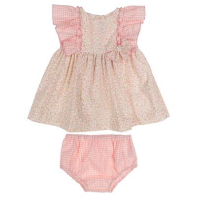 Picture of Miranda Baby Girls  Gingham & Floral Dress & Panties Set X 2 - Pink