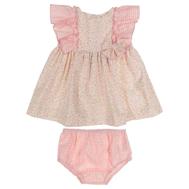 Picture of Miranda Baby Girls  Gingham & Floral Dress & Panties Set X 2 - Pink