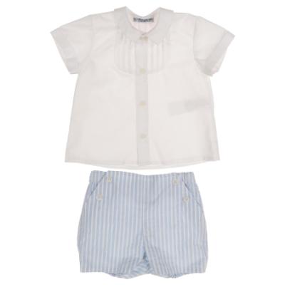 Picture of Miranda Baby Boys Stripe Shorts Set X 2 - White Blue