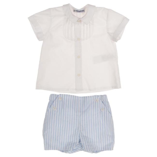 Picture of Miranda Baby Boys Stripe Shorts Set X 2 - White Blue