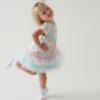 Picture of PRE ORDER Daga Girls Unicorn AOP Print Tulle Hem Dress  - Blue Pink