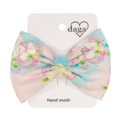 Picture of PRE ORDER Daga Girls Unicorns Large Bow Hair Clip - Pink Blue 