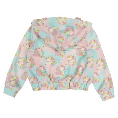 Picture of PRE ORDER Daga Girls Unicorns AOP Print Hooded Bomber Jacket - Pink Blue