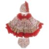 Picture of Ela Confeccion Girls Valentine Dress Panties Bonnet Set X 3 - Red Beige