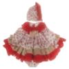 Picture of Ela Confeccion Girls Valentine Dress Panties Bonnet Set X 3 - Red Beige