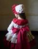 Picture of Ela Confeccion Girls Valentine Dress Panties Bonnet Set X 3 - Red Beige