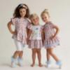 Picture of PRE ORDER Daga Girls Flowers Applique Drop Waist Dress - White Pink Blue