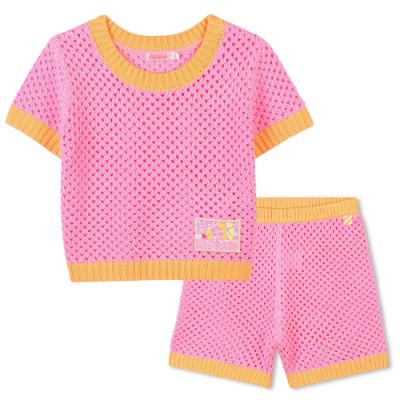 Picture of Billieblush Girls Crochet Knit Beach Shorts Set - Pink