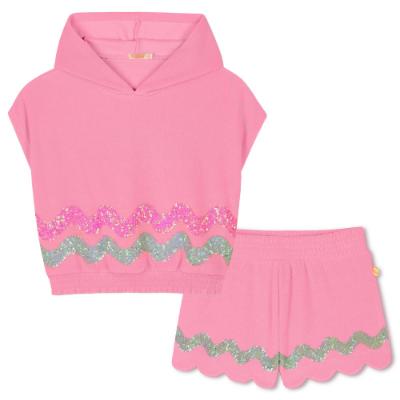 Picture of Billieblush Girls Sequinned Towelling Shorts Set - Pink