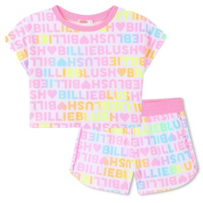 Picture of Billieblush Girls Logo Towelling Shorts Set - Pink