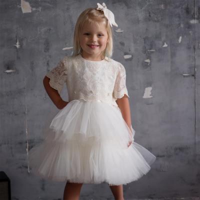 Picture of Daga Girls Spanish Laces Occasion Tulle Ruffle Dress  - Ivory 