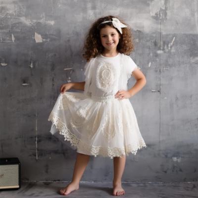 Picture of Daga Girls Spanish Laces Occasion Top & Lace Skirt Set X 2  - Ivory  