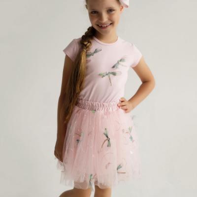 Picture of Daga Girls Dragonflies Top & Embroidered Tulle Skirt Set X 2  - Pink