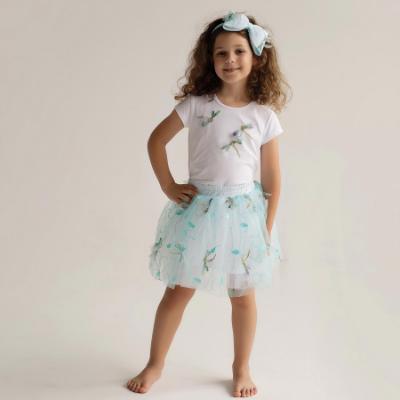 Picture of Daga Girls Dragonflies Top & Embroidered Tulle Skirt Set X 2  - White Blue