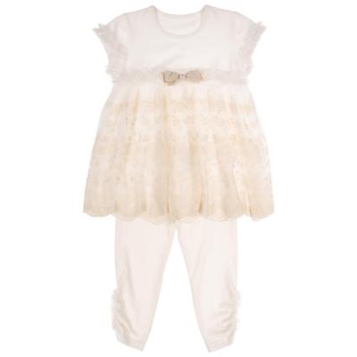 Picture of Daga Girls Spanish Laces Occasion Tunic & Leggings Set X 2  - Ivory  