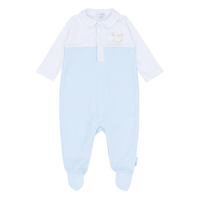 Picture of Blues Baby Boys Rockinghorse Bodice Jersey Babygrow - Blue White 