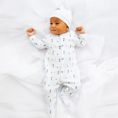 Picture of Blues Baby Boys AOP Guardsman Jersey Babygrow & Hat Set X 2 - White Navy