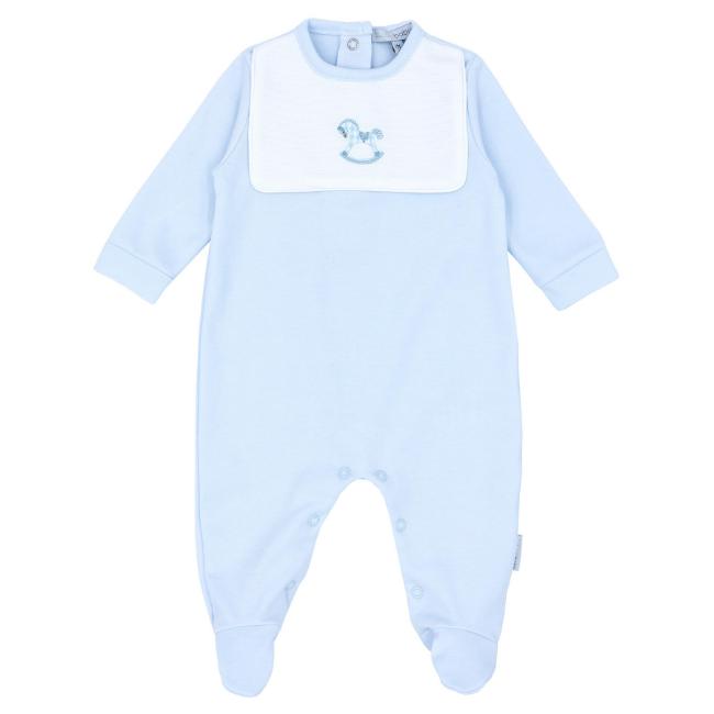 Picture of Blues Baby Boys Rockinghorse Bib Jersey Babygrow  - Blue White 