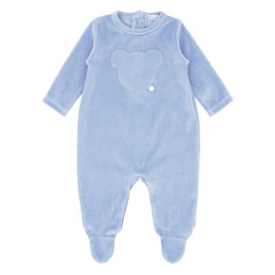 Picture of Blues Baby Boys Velour Teddy Bear Sleeper - Powder Blue