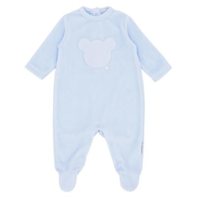 Picture of Blues Baby Boys Velour Teddy Bear Sleeper - Pale Blue