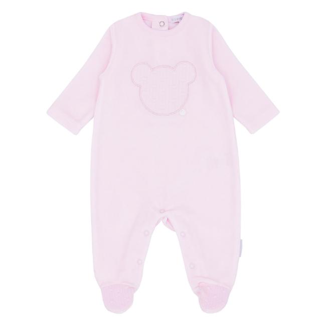 Picture of Blues Baby Girls Velour Teddy Bear Sleeper - Pale Pink