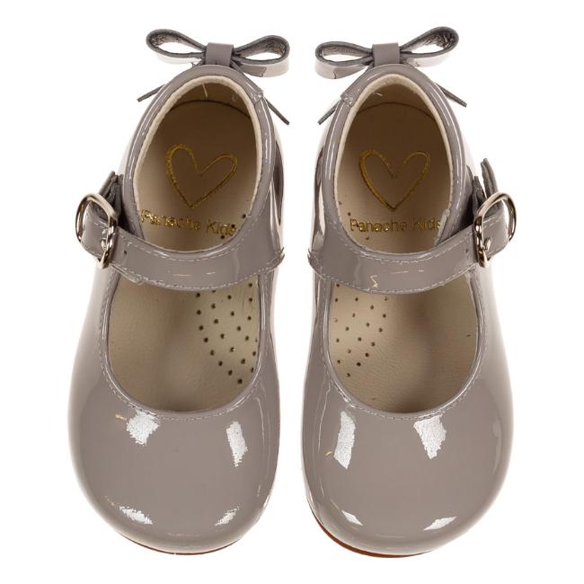 Picture of Panache Baby Girls High Back Bow Shoe - Ice Grey Patent