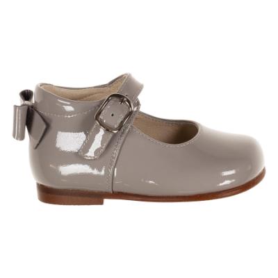 Picture of Panache Baby Girls High Back Bow Shoe - Ice Grey Patent