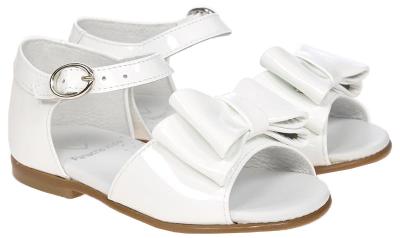 Picture of Panache Bunty Big Bow Toddler Girls Sandal - White Patent