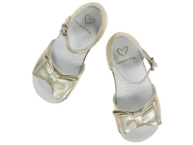 Picture of Panache Bunty Big Bow Girls Sandal - Metalic Gold Leather