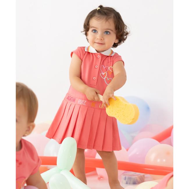 Picture of Agatha Ruiz De La Prada Lavanda Hearts Polo Dress - Coral