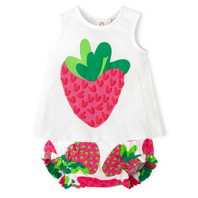 Picture of Agatha Ruiz De La Prada Geranio Strawberry Jam Pant Set - White Pink