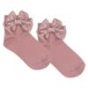 Picture of Meia Pata Extra Large Satin Double Bow Ankle Socks - Dark Pink