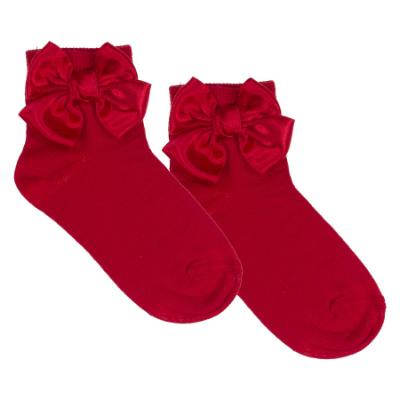 Picture of Meia Pata Extra Large Satin Double Bow Ankle Socks - Red