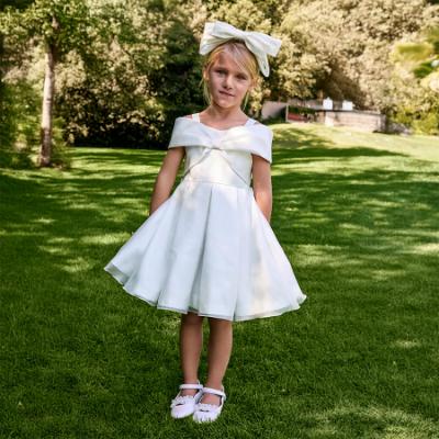 Picture of Abel & Lula Girls Special Occasion Organza Bow Dress - Ivory